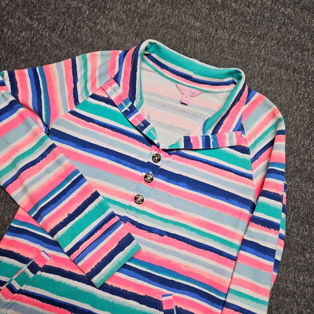 Lilly Pulitzer Skipper Popover Women XS Multi Color Striped Seashell 29470